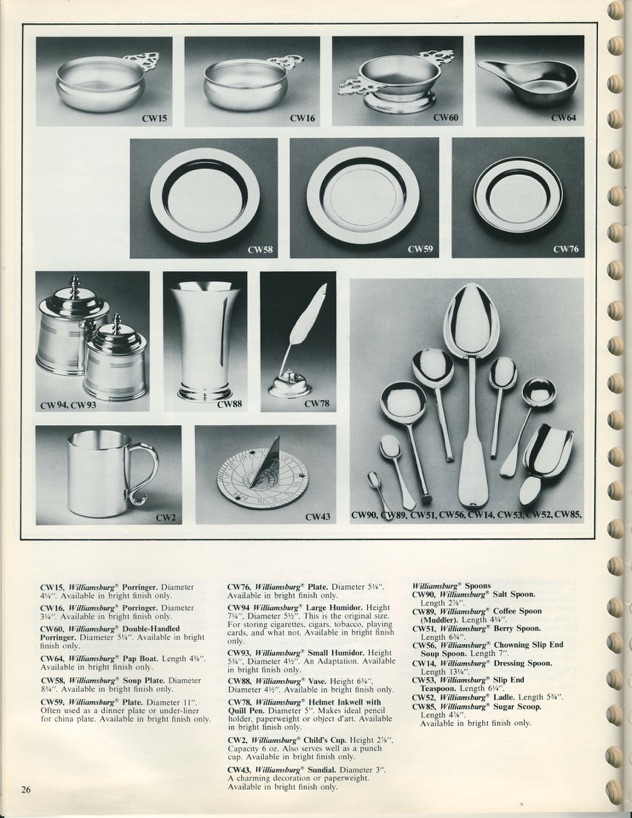 1975 Stieff Pewter Catalog Pages 1126